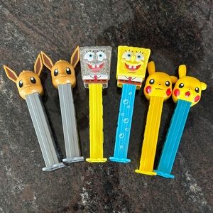 Character Pez Dispensers Set SpongeBob, picachu